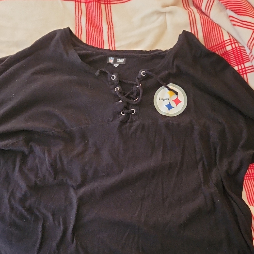 Black Lace-Up Steelers Top